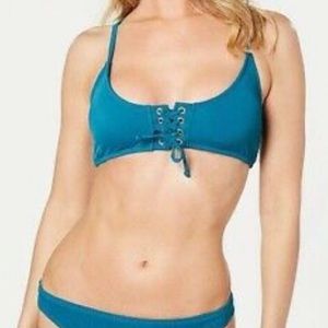 California Waves Ribbed Crossed Laceup Bikini Top